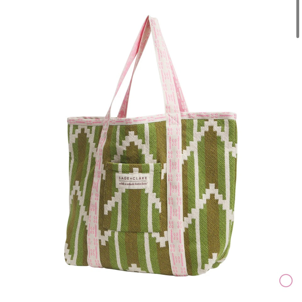 NISHA WOVEN TOTE BAG - PALM