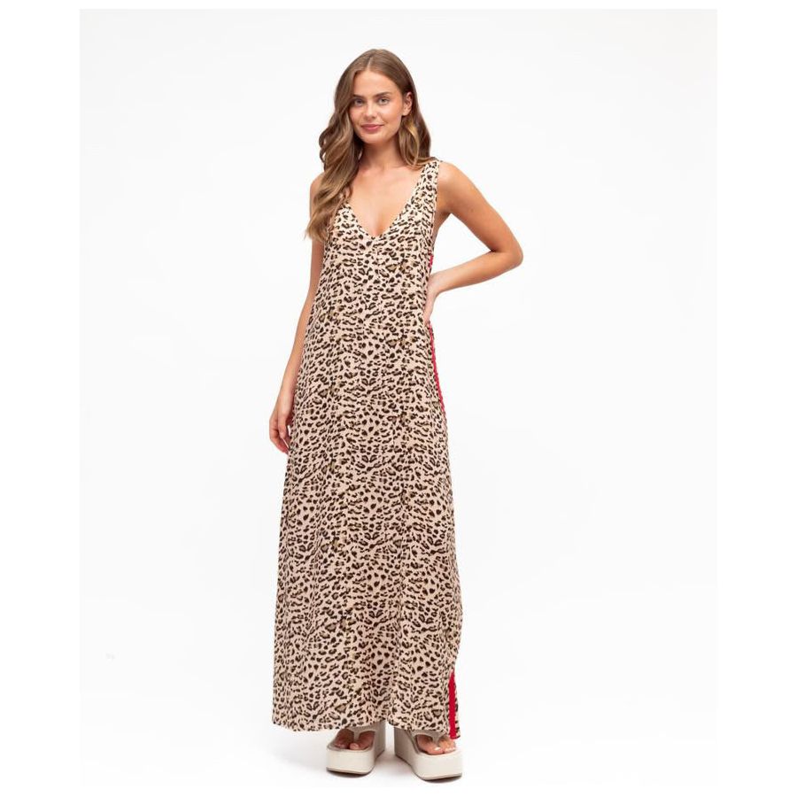 Lottie Leopard Racer Stripe Dress-Leopard Print