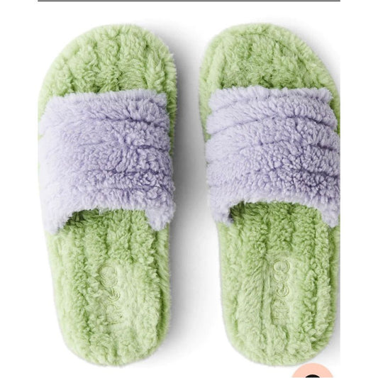 MINT GELATO QUILTED SHERPA ADULT SLIPPERS