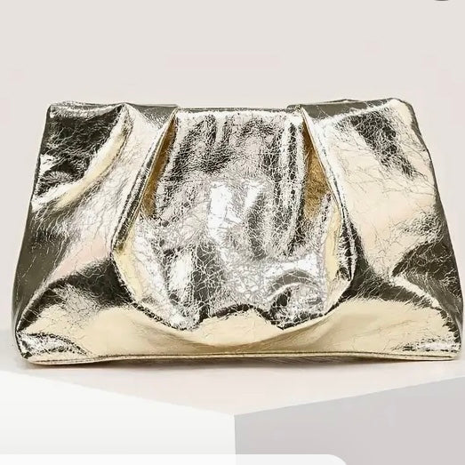 Soho Pleated Clutch -Metallic Gold