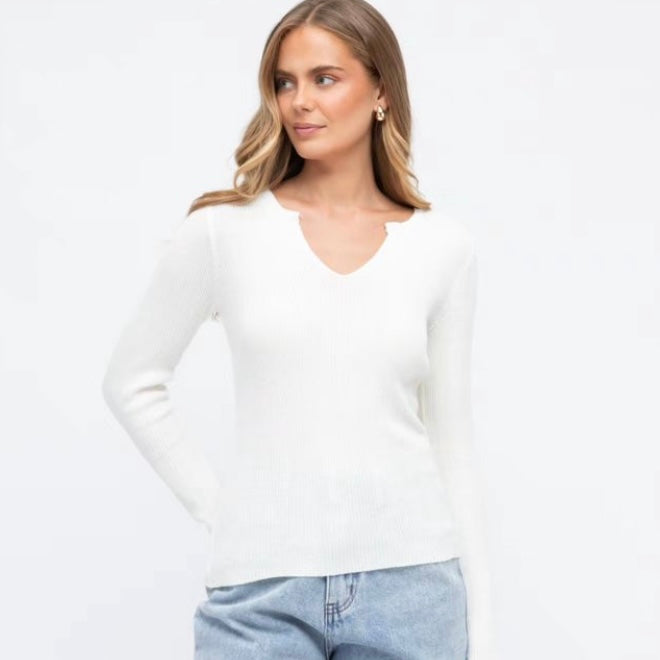 CASEY RIBBED KNIT- WHITE