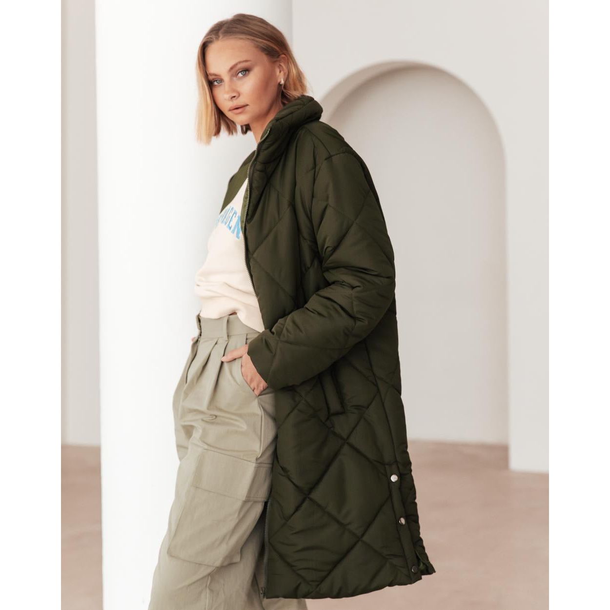 Lucia Utility Puffer Jacket Khaki