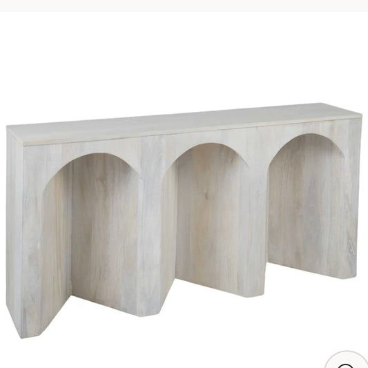 ARCHIE WOOD CONSOLE TABLE WHITE LIME WASH