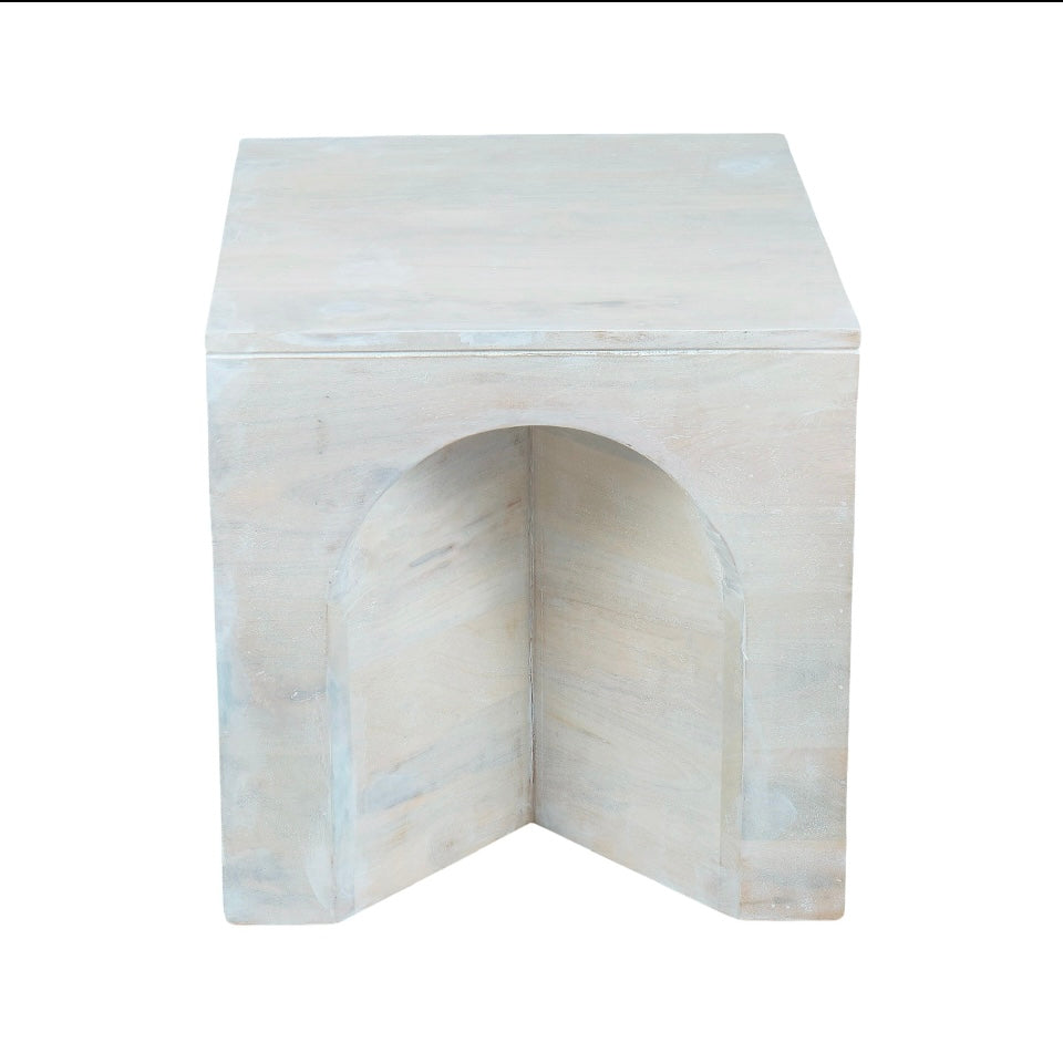 Archie Wood Side Table-White Ash