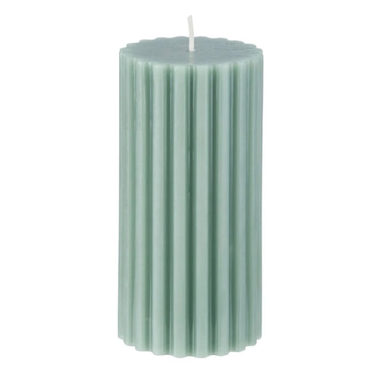 Pillar Ribbed Candle -Sage