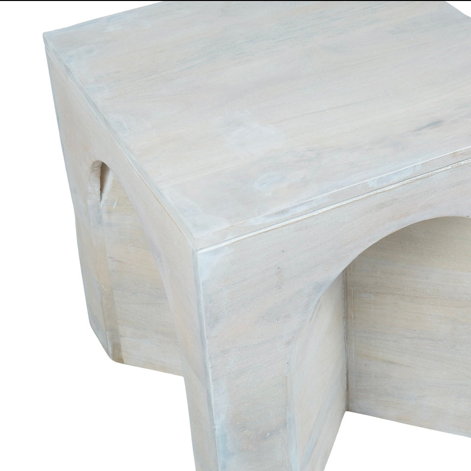 Archie Wood Side Table-White Ash