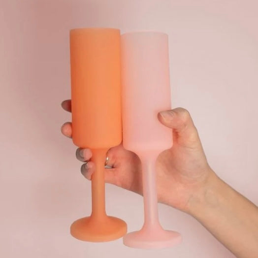 SEFF-UNBREAKABLE SILICONE CHAMPAGNE FLUTES-PEACH & PETAL