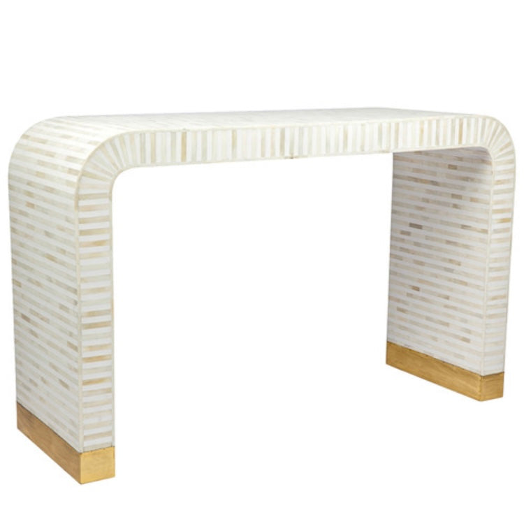 Ivory Stripe Bone Inlay Curved Console