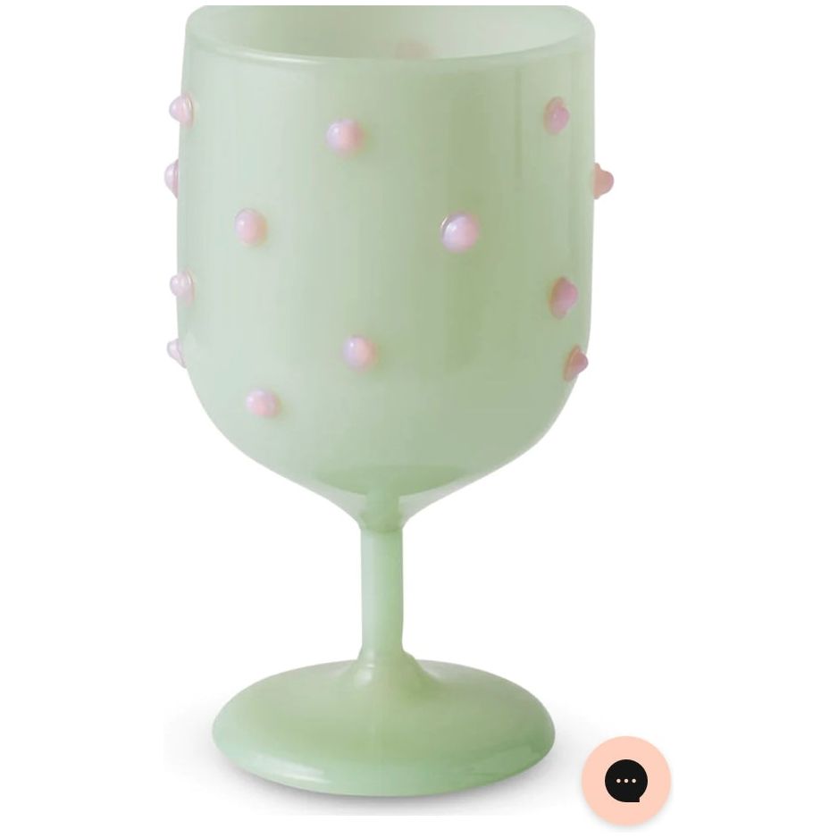 PISTACHIO POLKADOT WINE GLASS 2P SET