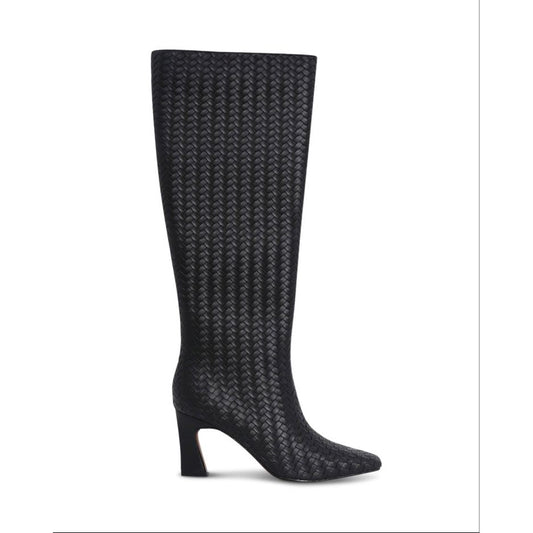 WINNIE LEATHER WOVEN ANKLE BOOT-BLACK