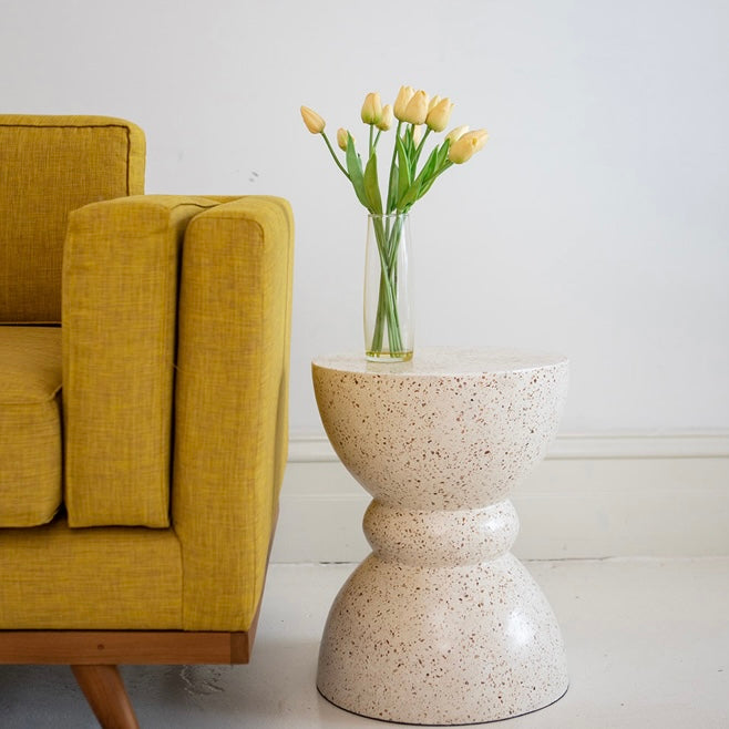 Ethel Hourglass Terrazzo Speckled Side Table