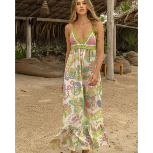 Miss June Long Dress Hortensia-Multi