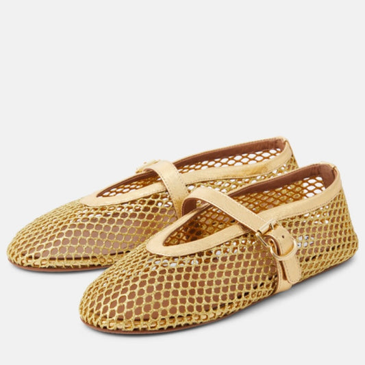 MARY JANES-GOLD MESH