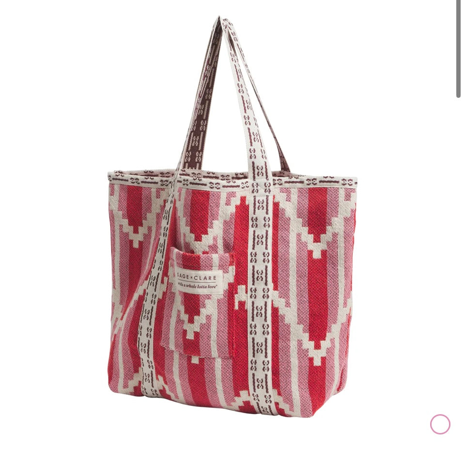 NISHA WOVEN TOTE BAG - CHILLI