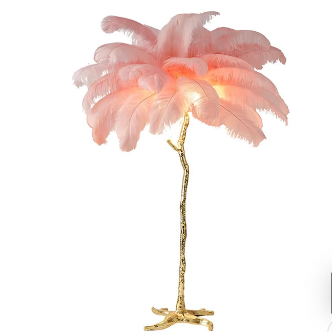 BURLESQUE FEATHERED FLOOR LAMP -BLUSH