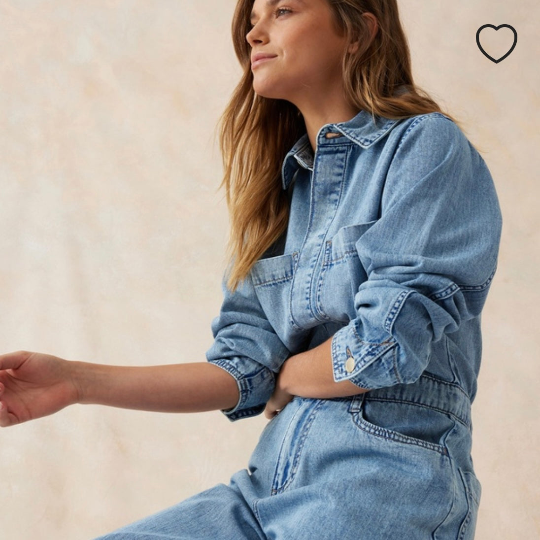 Long Sleeve Soft Denim Jumpsuit- Vintage Blue- Ceres Life