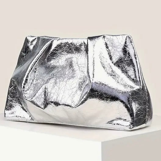 Soho Pleated Clutch -Metallic Silver