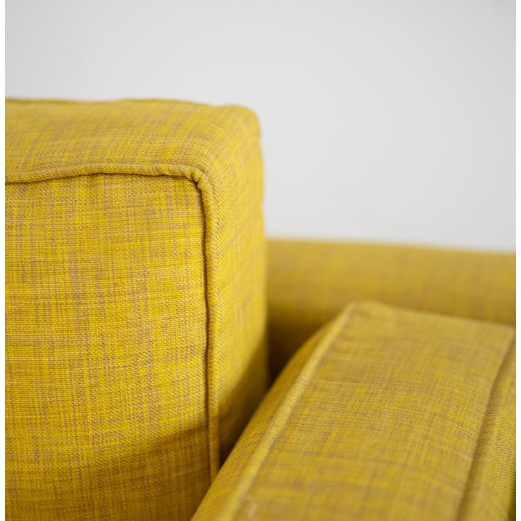 Santa Ana 3 Seater Sofa - French Flax Linen & Teak Frame -Chartreuse
