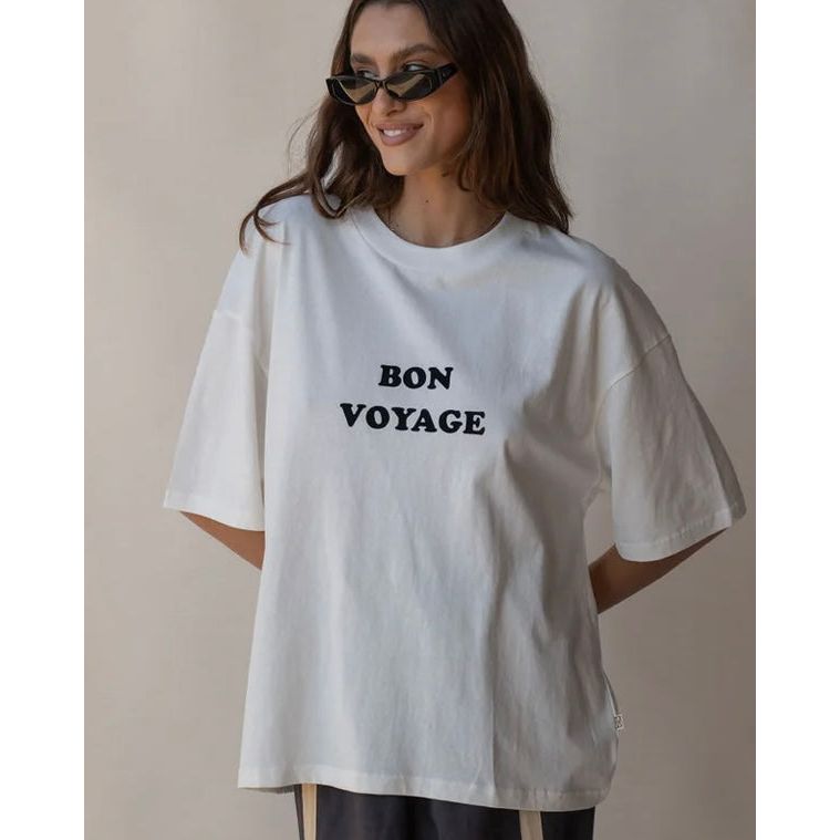 BON VOYAGE TEE- SNOW-ARAMINTA JAMES