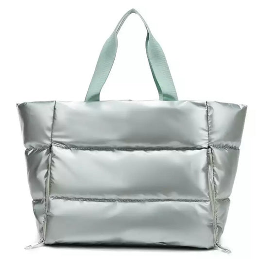 Cyber Metallic Puffer Tote -Mint