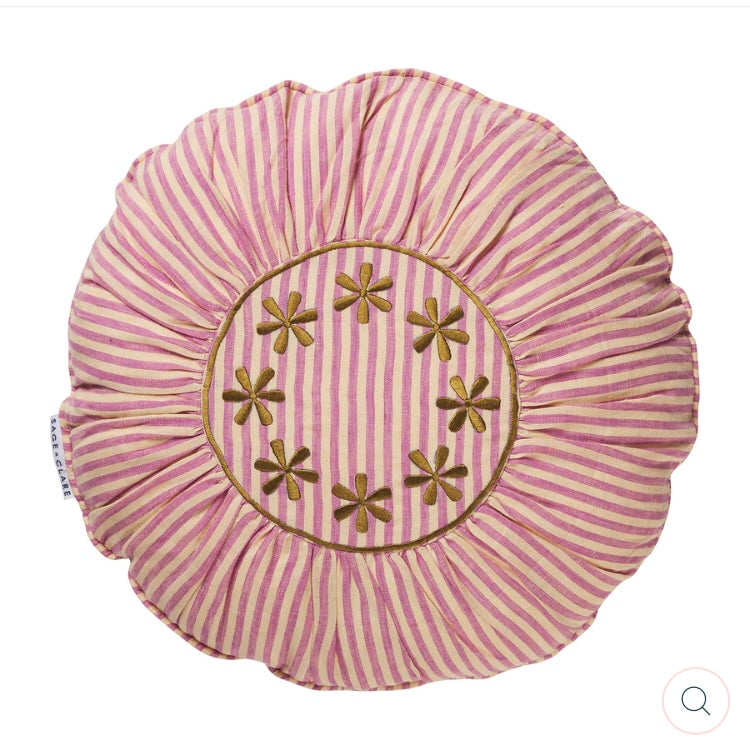 GILLY GATHERED CUSHION - ORCHID-SAGE & CLARE