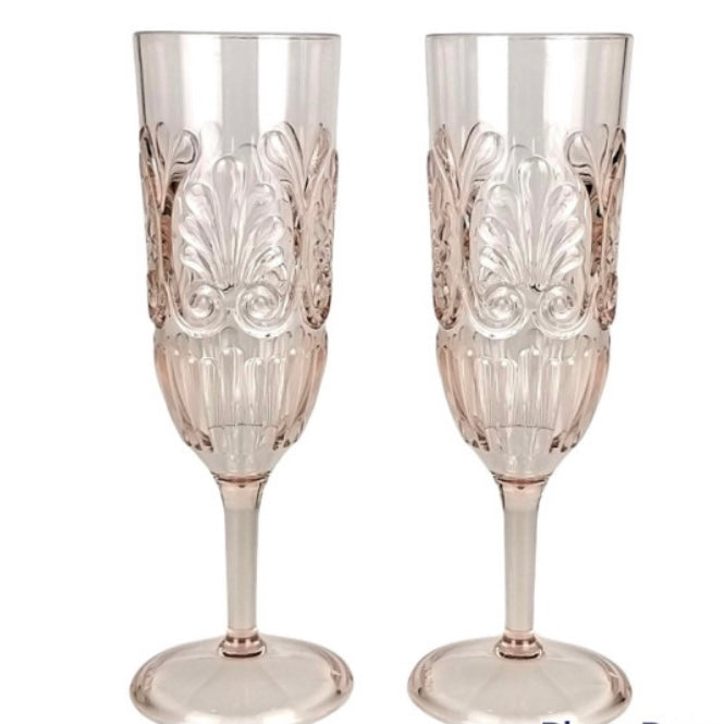 Lulu Acrylic Scallop Champagne Flute Glass: Blush