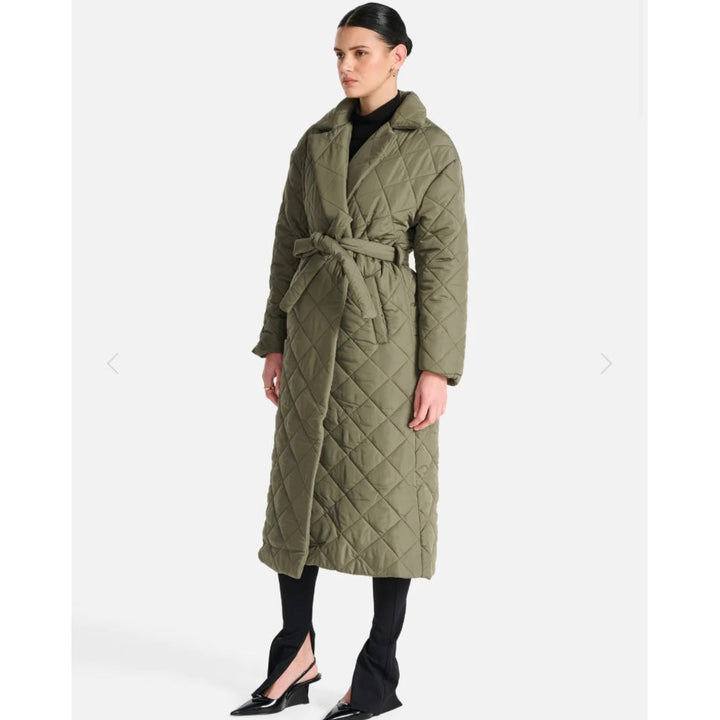 ENA PELLY-MIA LONGLINE QUILTED JACKET-HUNTER GREEN