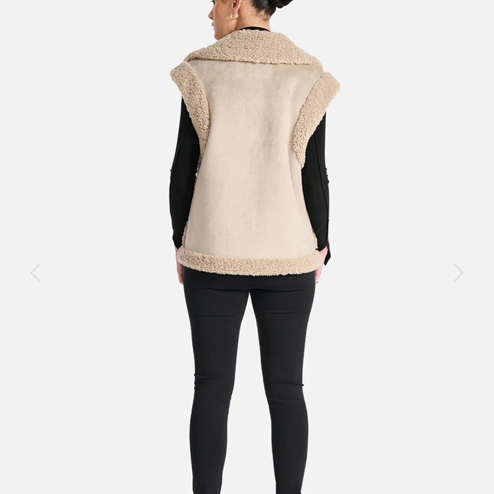 ENA PELLY-MARTINA FAUX FUR VEST-STONE