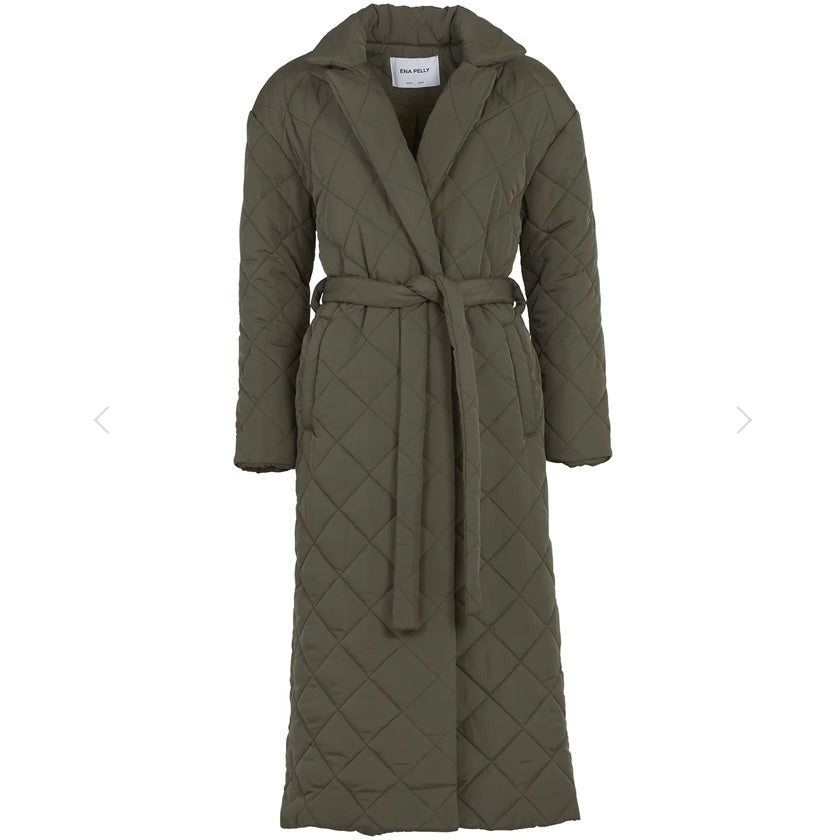 ENA PELLY-MIA LONGLINE QUILTED JACKET-HUNTER GREEN