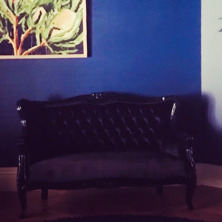 Louis 2 Seater Sofa Black Velvet