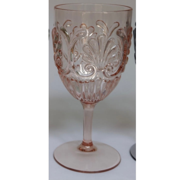Lulu Acrylic Wine Glass Scollop Design: Blush -