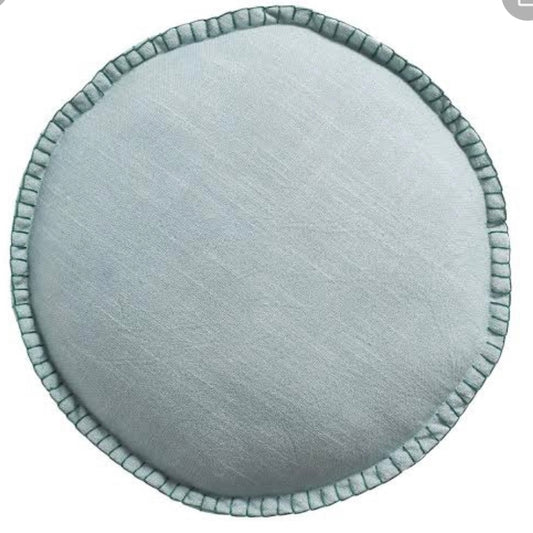 RYLIE ROUND CUSHION - DENIM-SAGE & CLARE