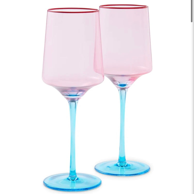 ROSE WITH A TWIST VINO GLASS 2P SET-KIP & CO