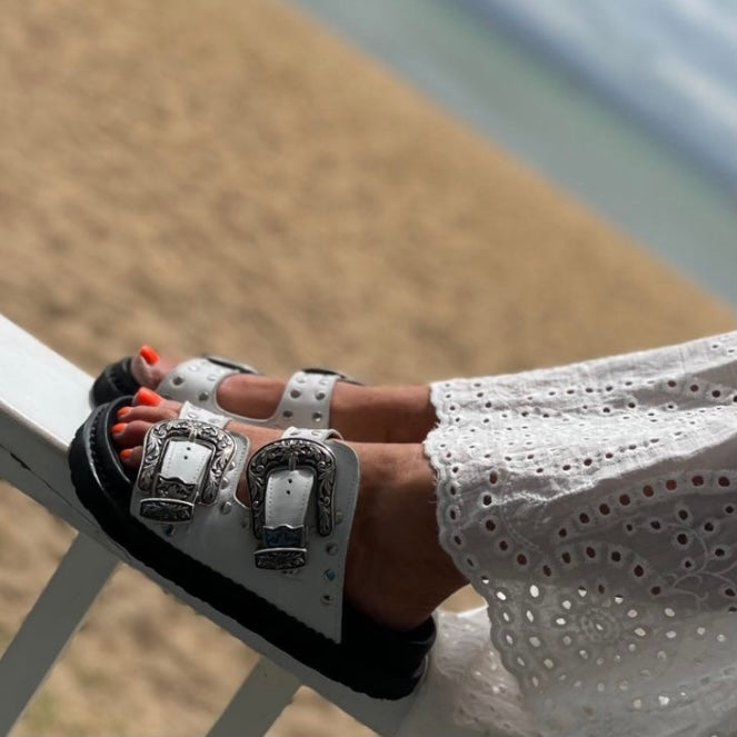Studded-White /Silver