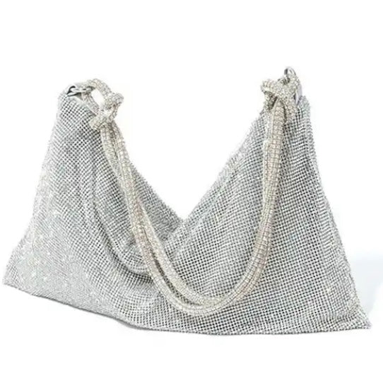 Disco Diva Diamanté Bag-Silver