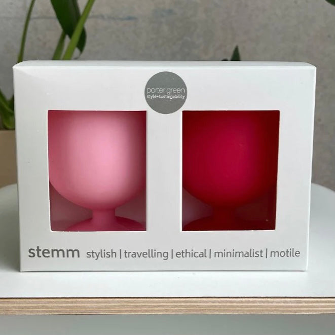 Stemm | Unbreakable Silicone Wine Glasses | Miyako-Cherry & Blush