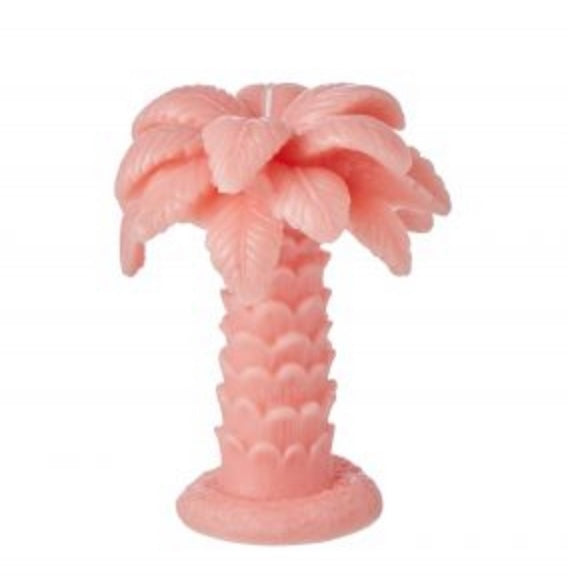 PALM TREE UNSCENTED CANDLE PINK 14X14X17.5CM